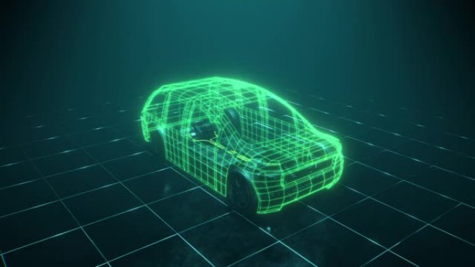 概念性电动汽车的线框计算机可视化