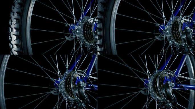 山地自行车轮胎和链条细节