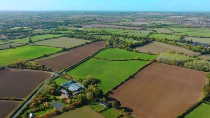 英国中部地区乡村的鸟瞰图