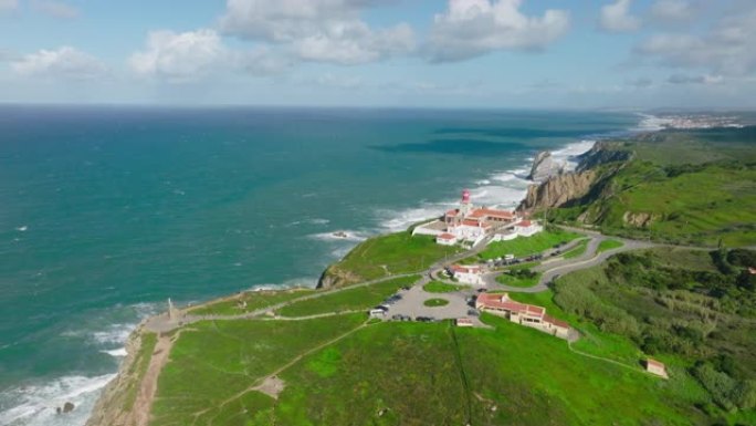 葡萄牙，Cabo da Roca的大西洋海岸无人机视图。夏日