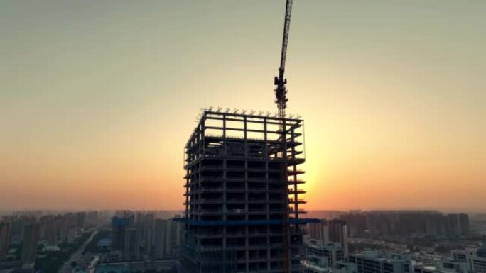 城市建筑工地新高层建筑鸟瞰图