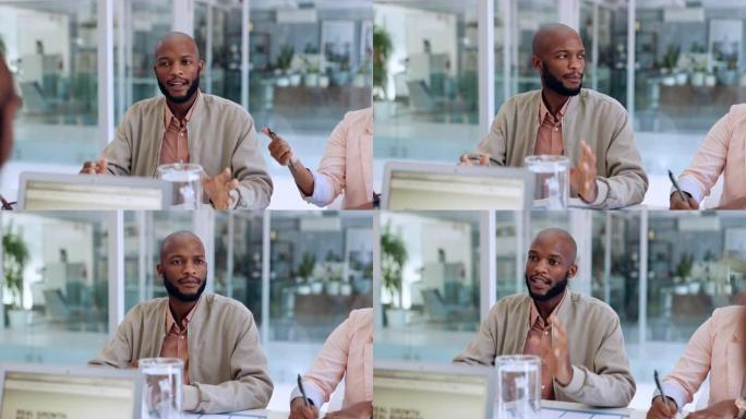 讨论，会议和黑人与商人交谈，以进行计划，策略和集思广益。团队合作、管理和商人与营销创业团队交谈