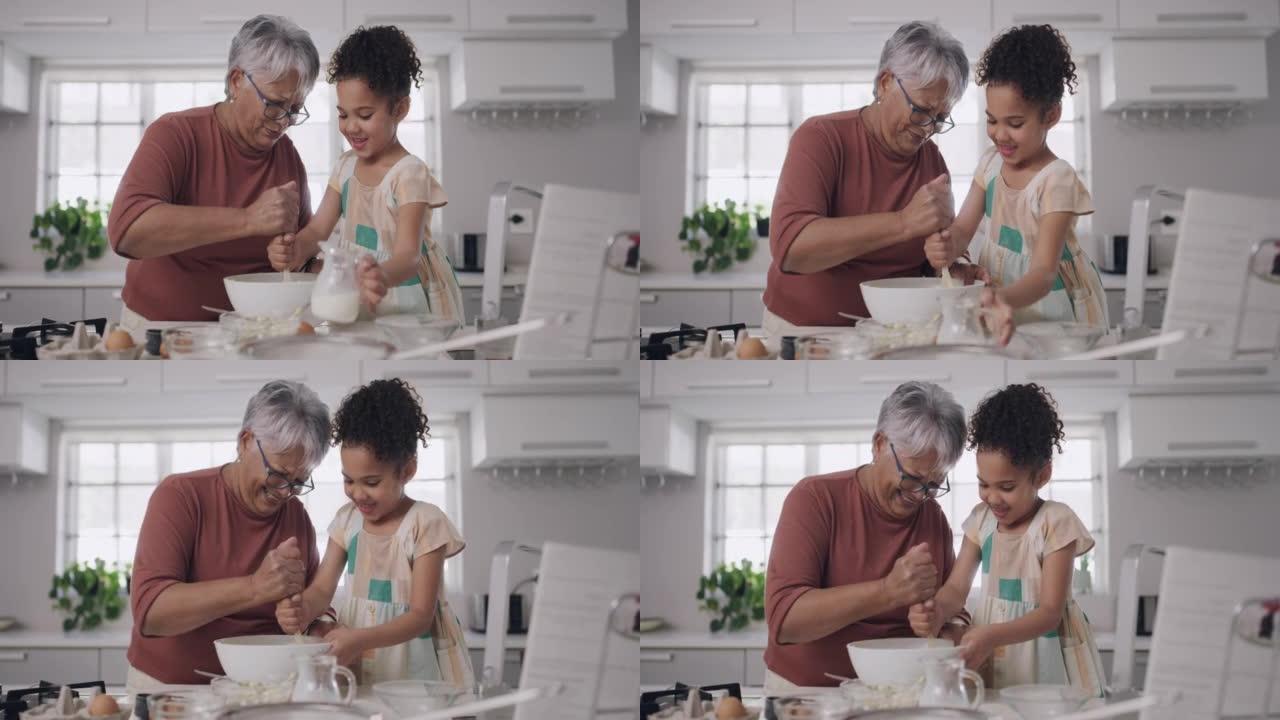 在家拜访期间，与祖母和她的孙女一起烘烤和烹饪，以建立联系并度过美好的时光。祖父母教孙子如何在厨房里烘