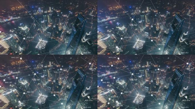 中国上海/上海城市网络的T/L夜景