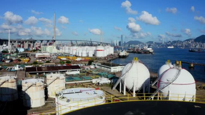 中国香港的油箱航拍工业园存储