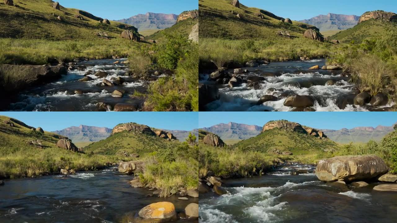 鸟瞰图的布希曼河巨人城堡，德拉肯斯堡，夸祖鲁-纳塔尔，南非