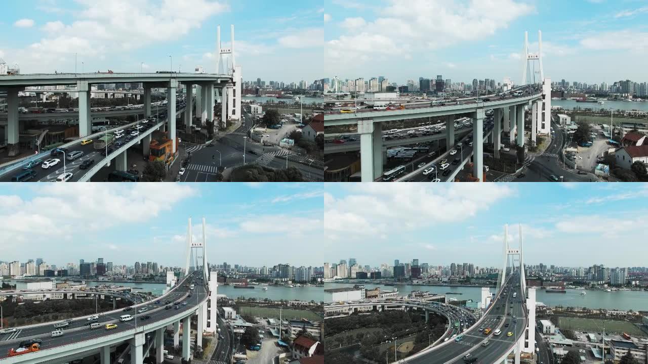 上海的鸟瞰图南浦大桥