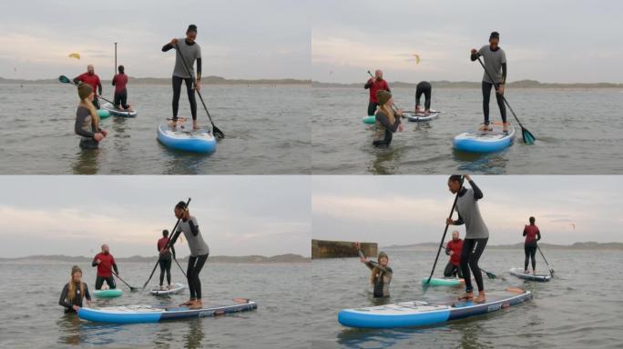 站立划桨板划船水上练习冒险