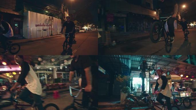 在城市里集体骑自行车