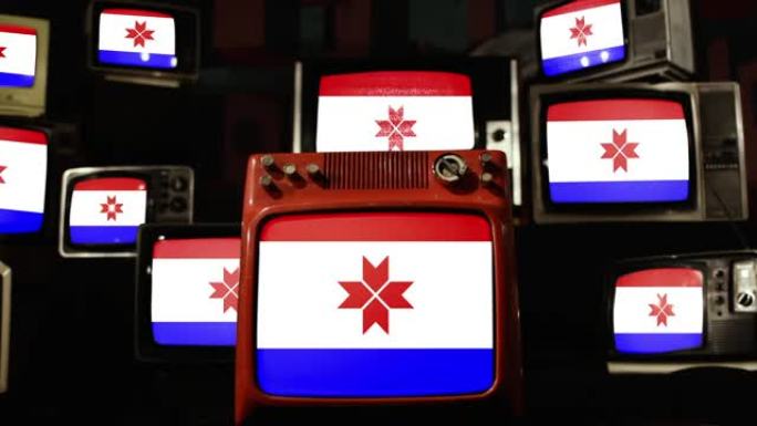 莫尔多维亚国旗和老式电视。
