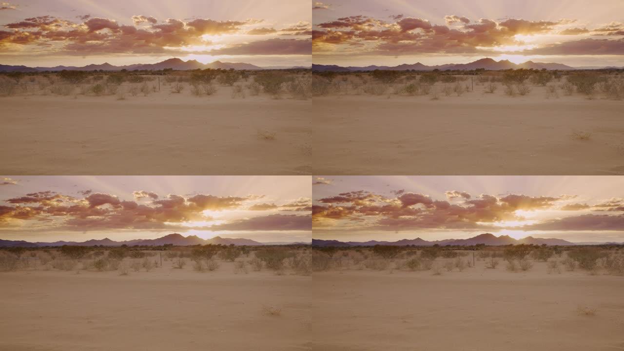 WS日落在雄伟的沙漠景观，纳米比亚，非洲