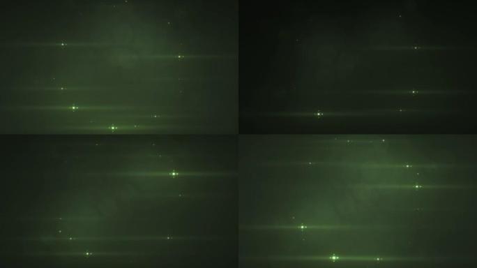 光学透镜耀斑灯光移动圆路无缝。闪烁频闪灯上的循环3d动画绿色，光线效果为圆形。对介绍和标志很有用。