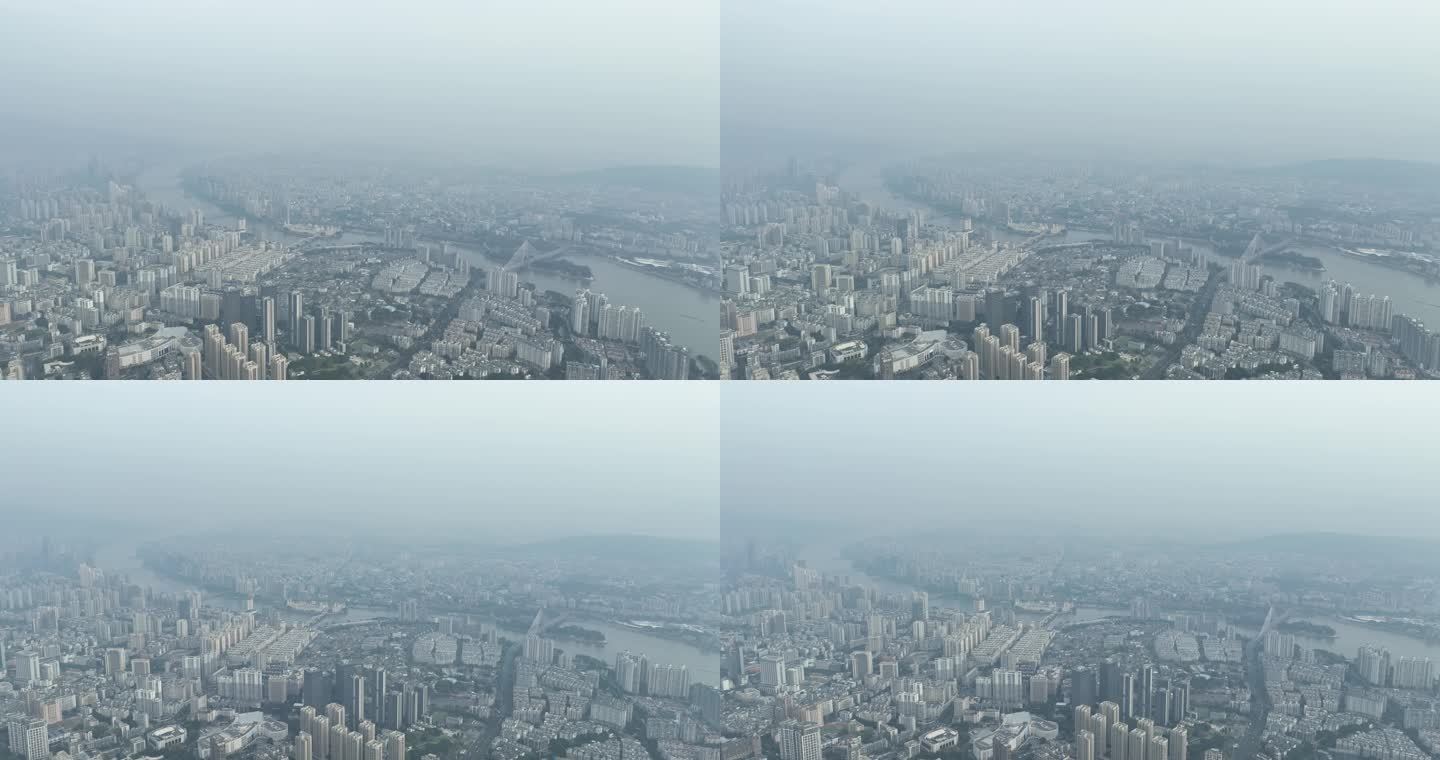 阴天福州航拍城市下雨天建筑云雾缭绕风光