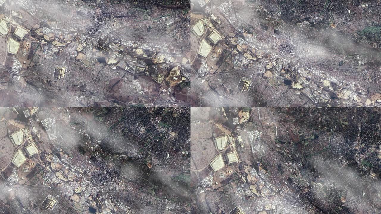 南非约翰内斯堡，从太空看。NASA提供的这段视频的元素。