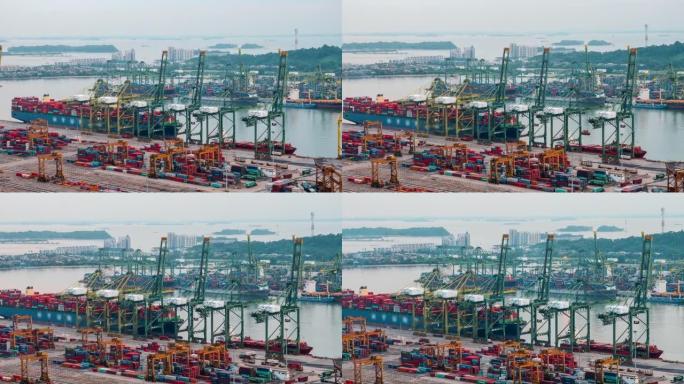新加坡港口的集装箱船