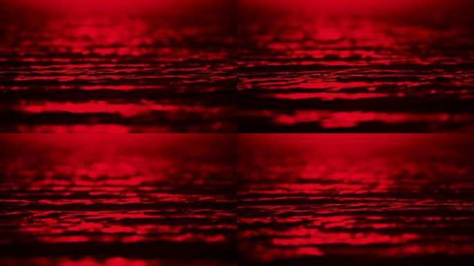 碧波荡漾的红色阳光，宁静的湖面