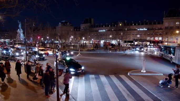 巴黎广场之夜法国夜晚