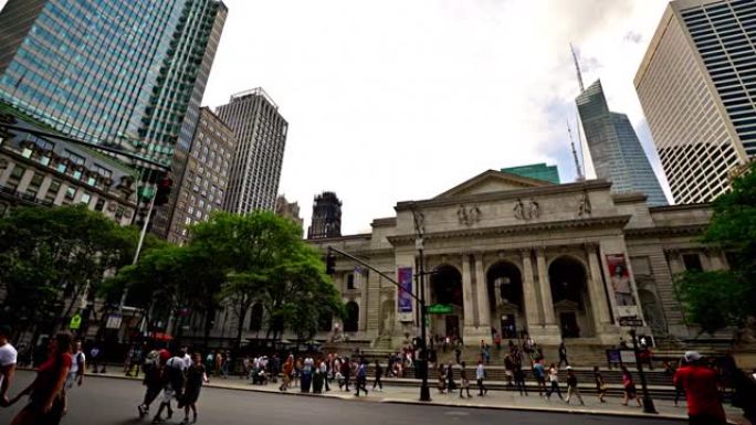 纽约公共图书馆美国人文风光风景路人行人