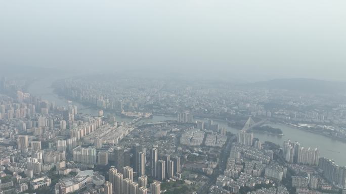 阴天福州航拍城市下雨天建筑云雾缭绕风光