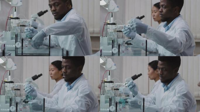 黑人男性科学家在小白鼠身上做实验