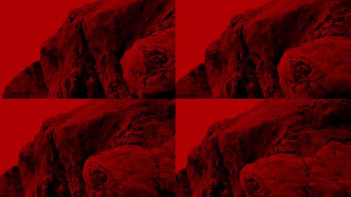 火星上的岩石与红色天空火星景观细节