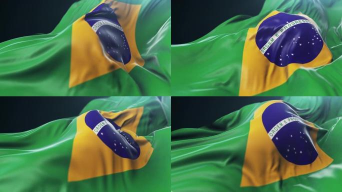 巴西国旗特写。慢动作