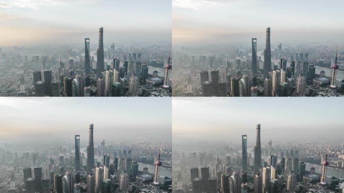 上海天际线的T/L盘鸟瞰图