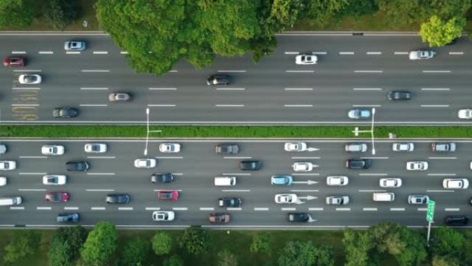 无人机鸟瞰深圳城市繁忙道路