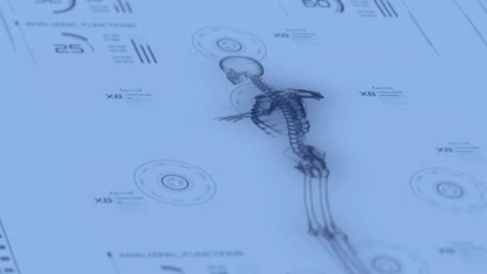 具有扫描模式下人体骨骼系统视觉显示的现代医疗面板。