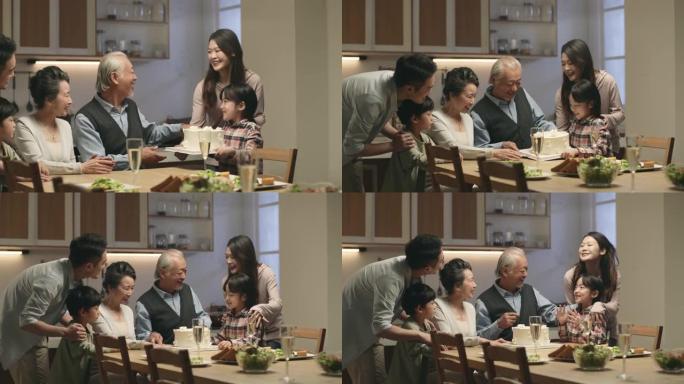 亚洲家庭庆祝祖父母结婚周年