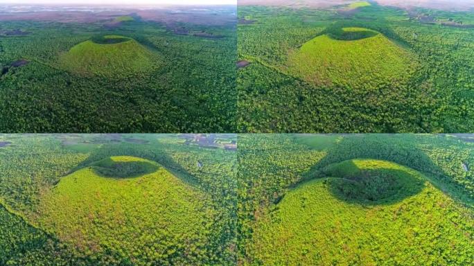 绿色原始森林中隐藏着一座火山