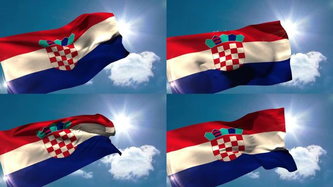 克罗地亚国旗在微风中飘扬