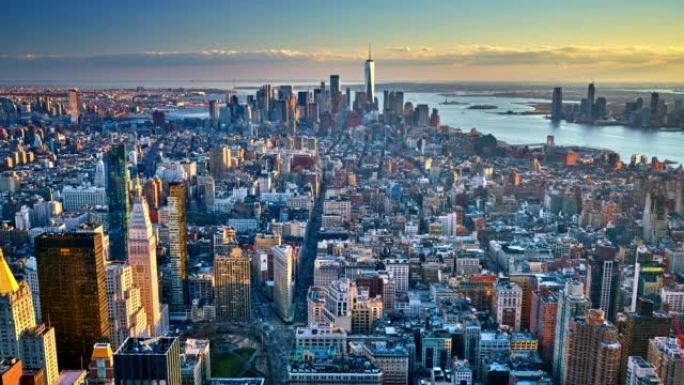 曼哈顿鸟瞰图曼哈顿金融中心cbd城市航拍