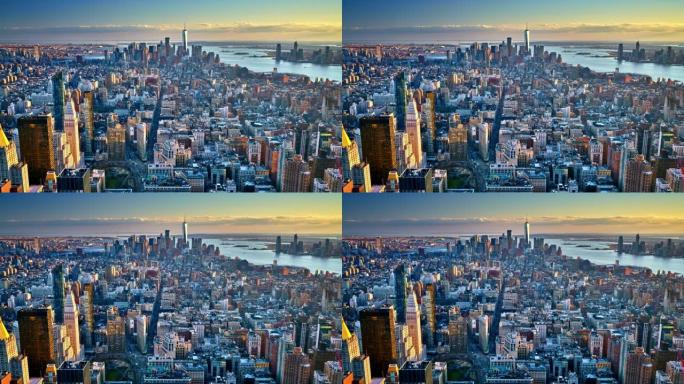 曼哈顿鸟瞰图曼哈顿金融中心cbd城市航拍