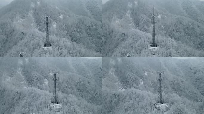冬季山区的通讯塔通信通讯电能电力