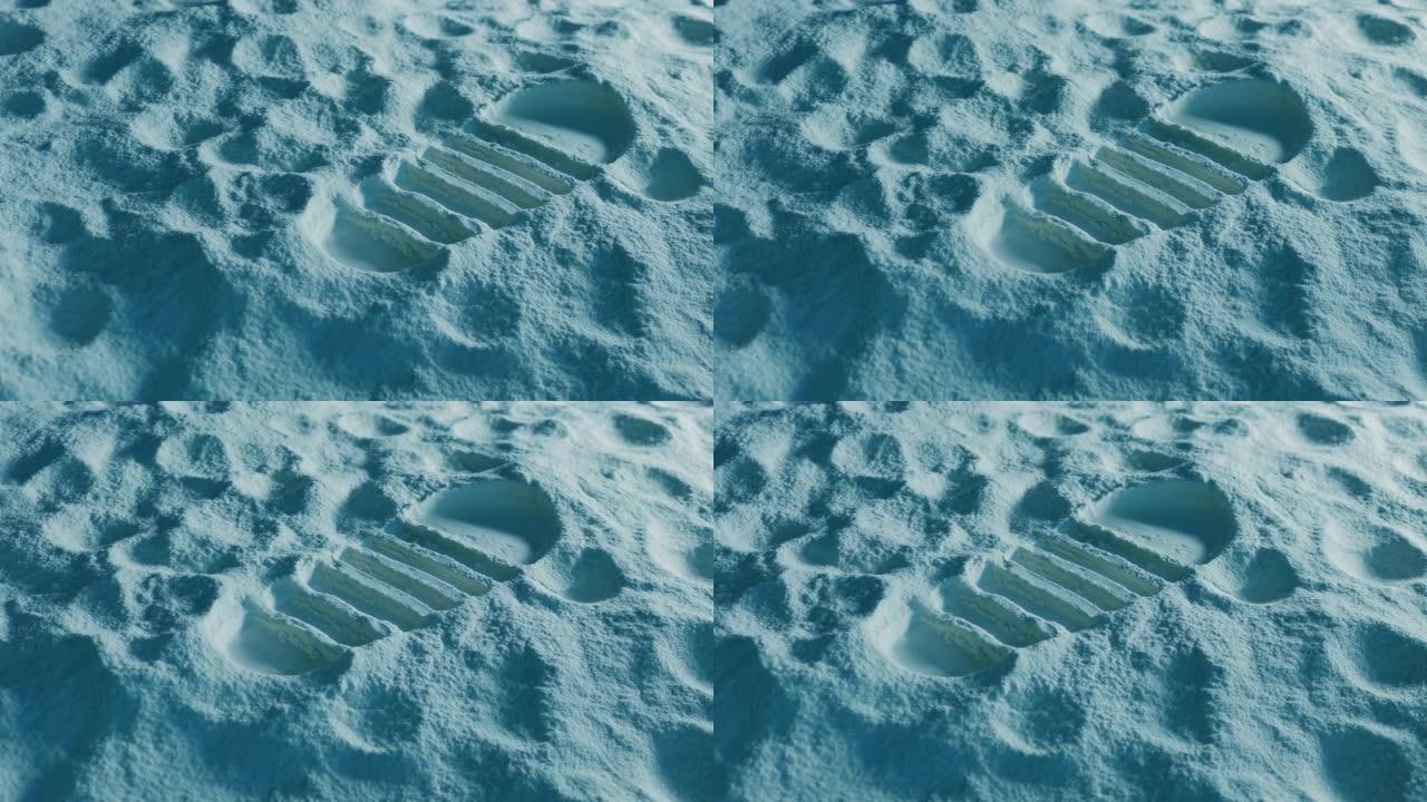 宇航员月球足迹移动镜头