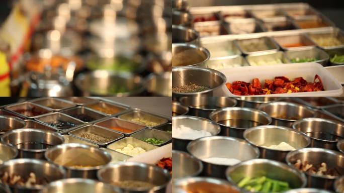 实拍 后厨调料盒