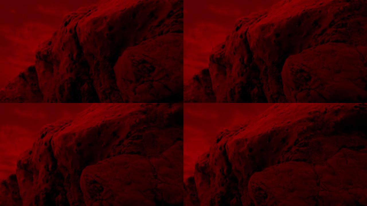 火星上有红色天空的岩石形成