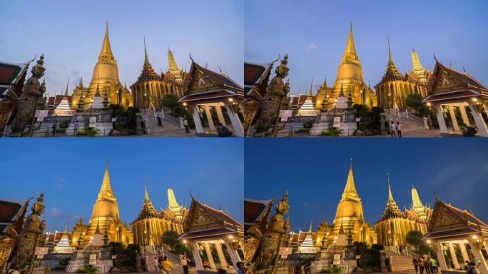 4K，泰国曼谷翡翠佛寺或玉佛寺的时间间隔