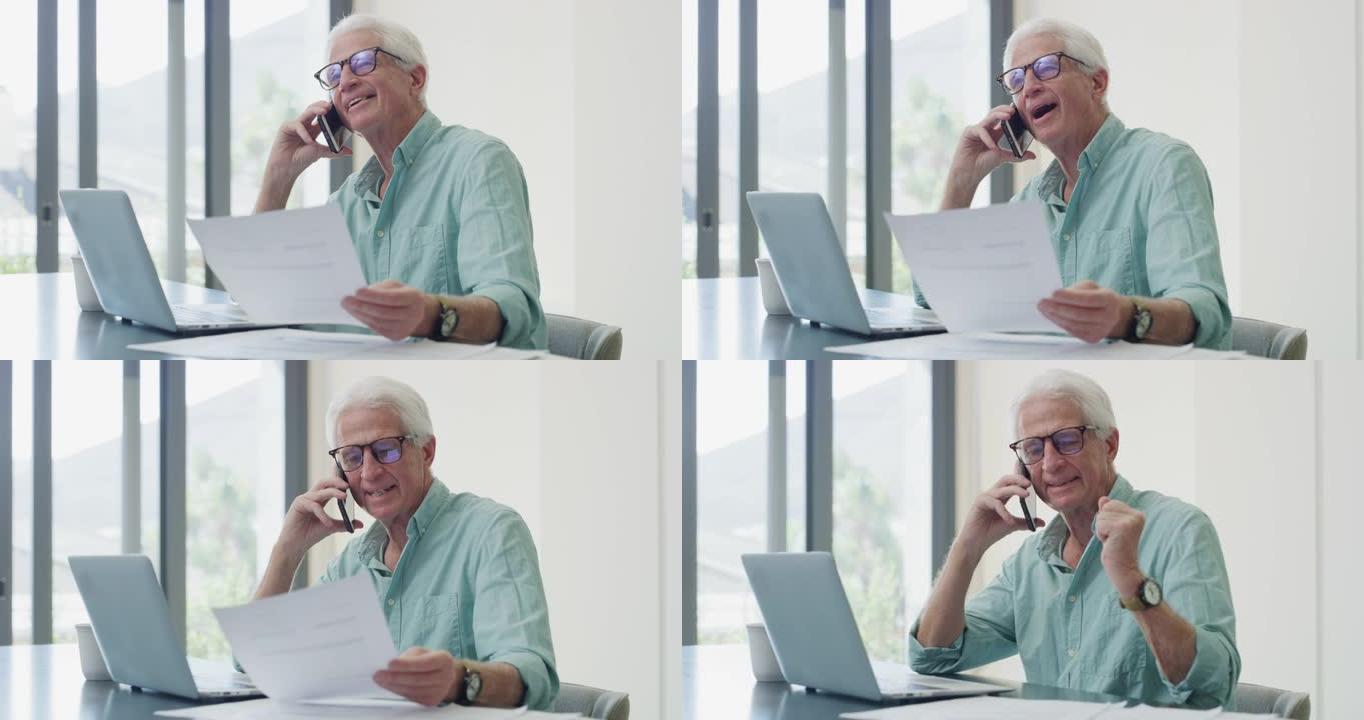 一个成熟男人在使用智能手机时阅读文书工作的4k视频片段