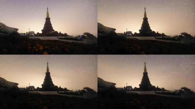 doi inthanon motain地标上的星尾星系天空天文学的时间流逝