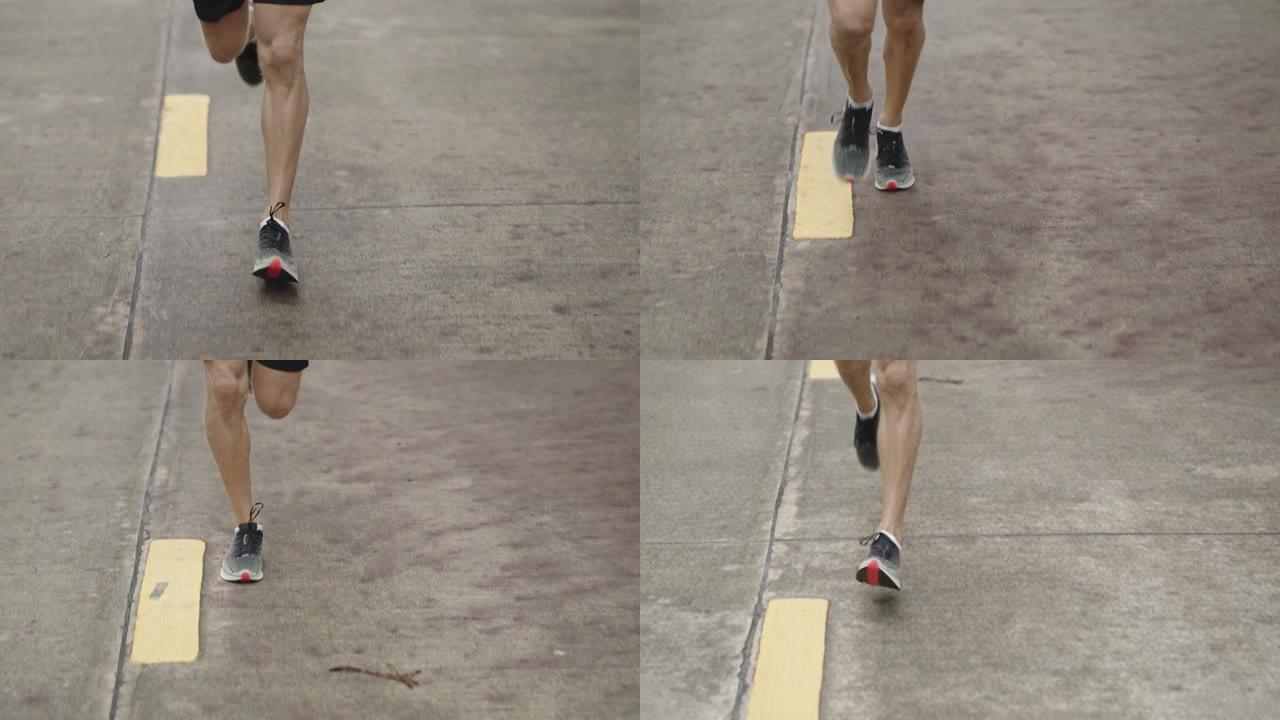 男子在路上奔跑活力健康激情
