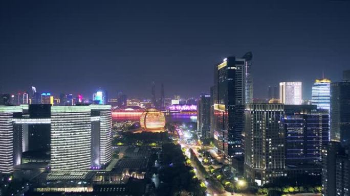 黄昏时钱江新中央商务区的城市景观