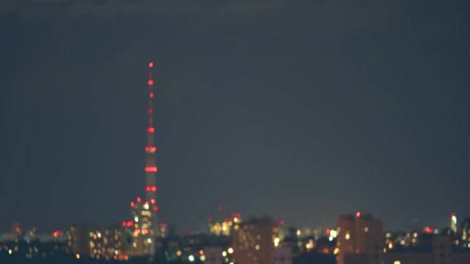 夜市景观背景上的高塔