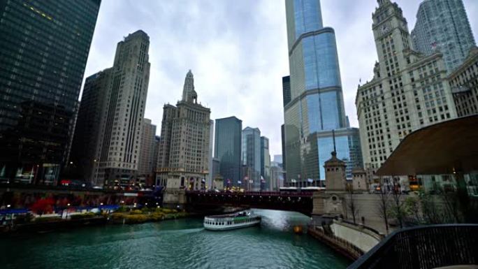 芝加哥。河。办公楼。酒店