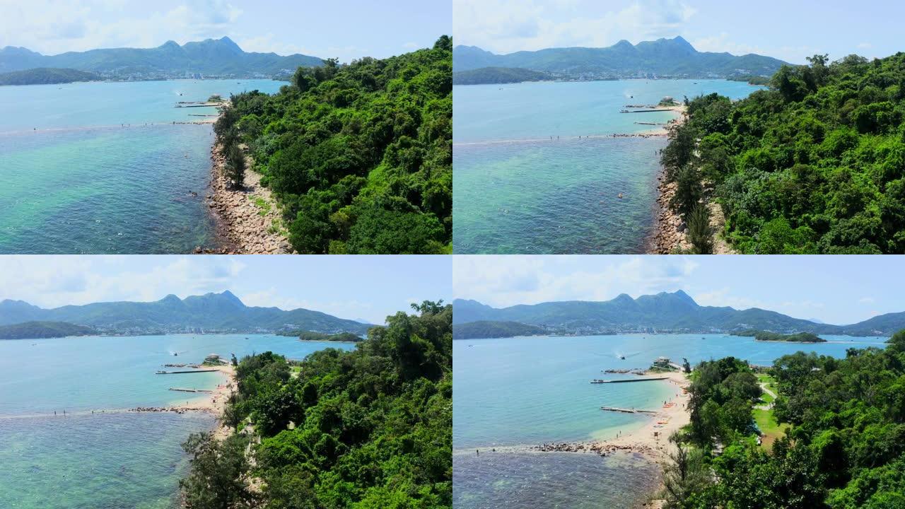 香港西贡村犀利岛无人机景观