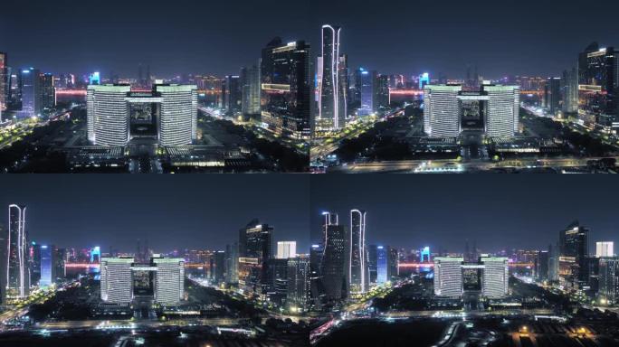 黄昏时钱江新中央商务区的城市景观
