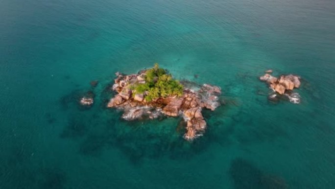 塞舌尔普拉兰岛圣皮埃尔岛圆形鸟瞰图