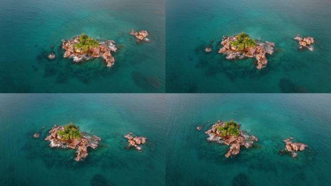 塞舌尔普拉兰岛圣皮埃尔岛圆形鸟瞰图