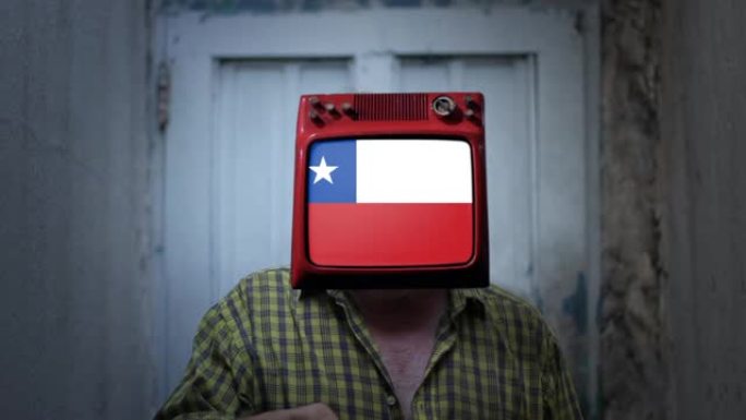 电视人物头像上的智利国旗。